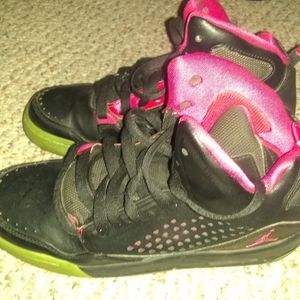 Black and red Jordan Flights shoes